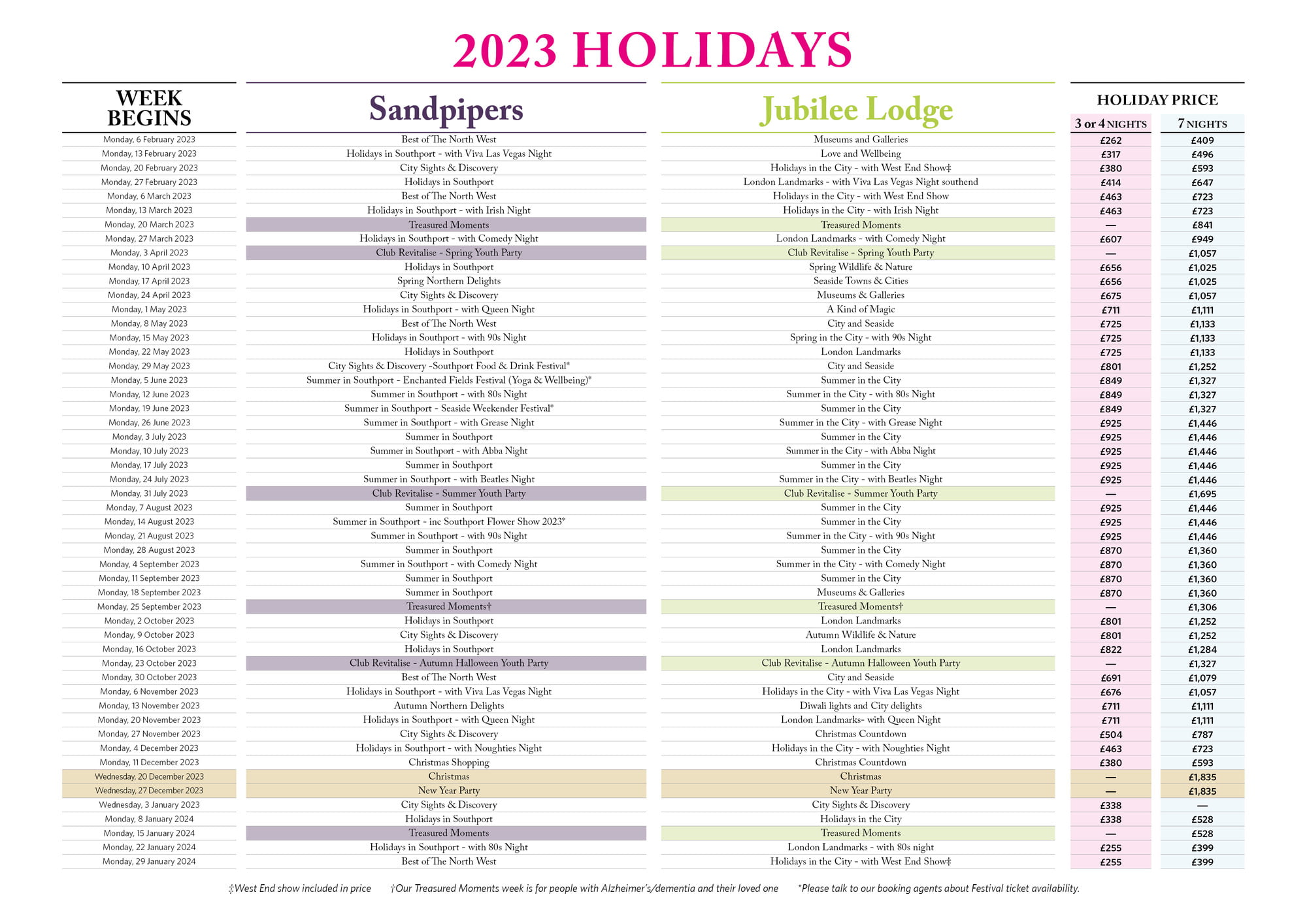 2023 Holidays | Revitalise